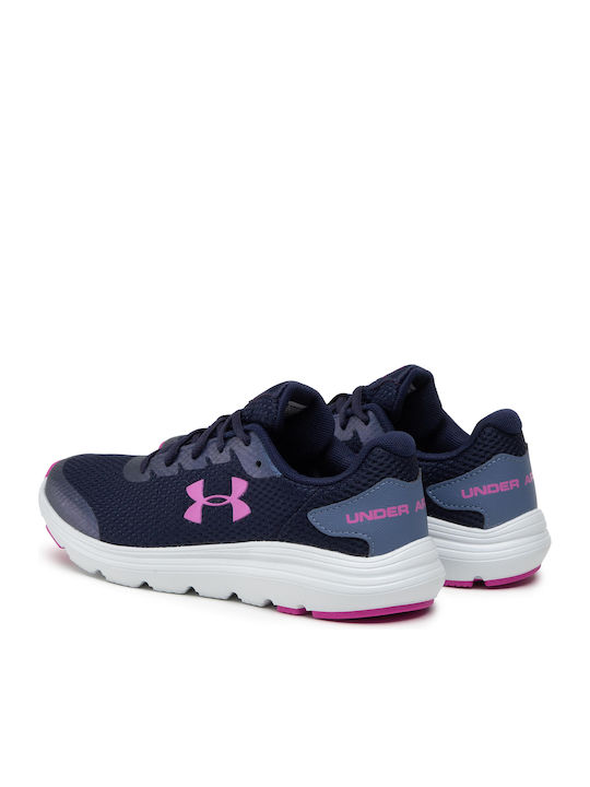 UA GS Surge 2 Kids Sports Shoes Running with Laces Navy Blue