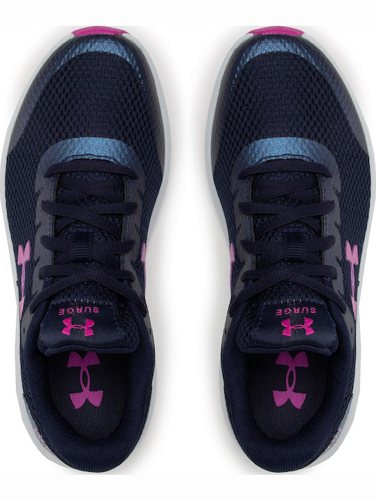UA GS Surge 2 Kids Sports Shoes Running with Laces Navy Blue