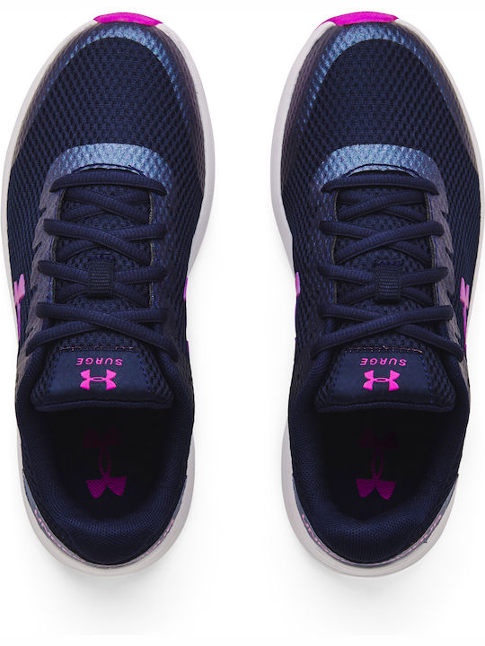 UA GS Surge 2 Kids Sports Shoes Running with Laces Navy Blue