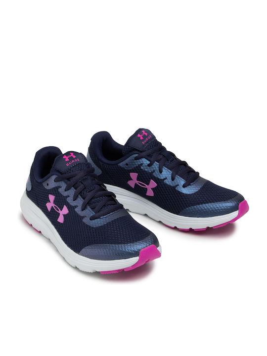 UA GS Surge 2 Kids Sports Shoes Running with Laces Navy Blue
