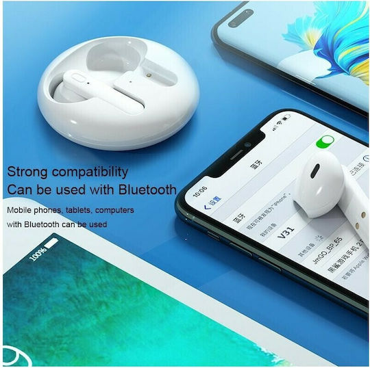 WK TWS V31 Earbud Bluetooth Handsfree Ακουστικά με Θήκη Φόρτισης Λευκά