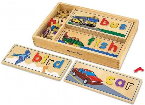 Melissa & Doug See & Spell Образователна Игра Букви и цифри от Дърво за 4+ години Години