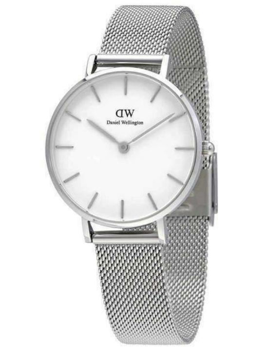 Daniel Wellington Classic Petite Γυναικείο Ρολόι 32mm Μπαταρίας με Ασημί Μεταλλικό Μπρασελέ