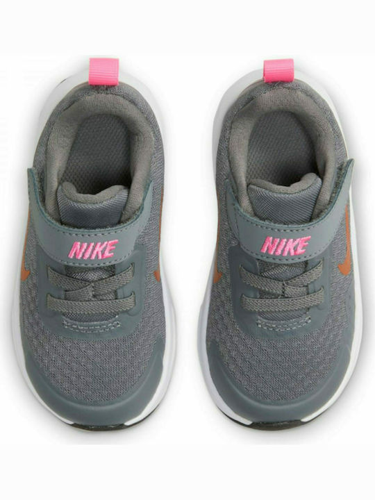 Wearallday Kids Sports Shoes Running with Hoop & Loop Closure Smoke Grey / Metallic Copper / Pink Glow