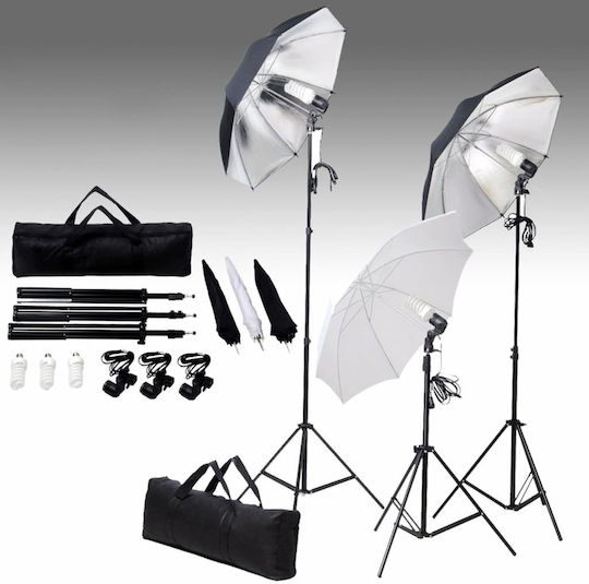 vidaXL Lighting Kit with Lights and Background Umbrella for Studio