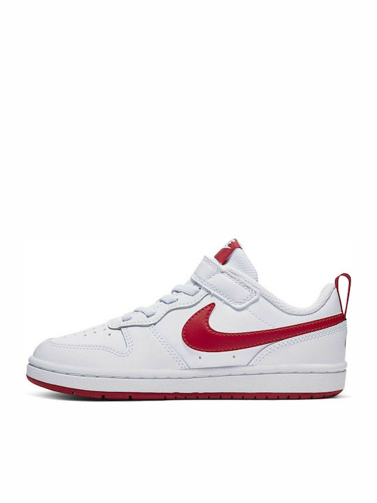 Court Court Borough Low 2 Psv Kids Sports Shoes Basketball with Hoop & Loop Closure White / University Red