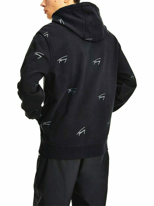 Tommy Hilfiger Men's Sweatshirt with Hood and Pockets Black