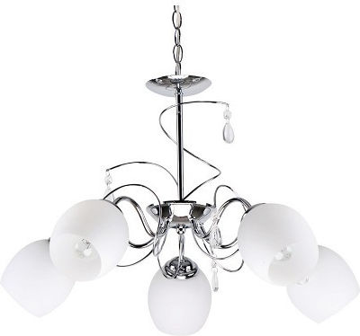 Home Lighting KQ 2221/5 Ferrow Silver Ceiling Light with Crystals for 5 E27 Bulbs 60x60x53cm