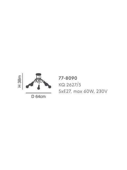 Home Lighting Quirky Lustră Bronz cu Dulie E27 45cm.
