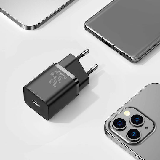 Baseus Charger Without Cable with USB-C Port 30W Power Delivery Blacks (Super Si)