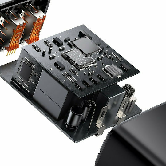 Baseus Зарядно без кабел с 2 USB-A порта и USB-C порт 30W Power Delivery Черен (Compact 2U+C)