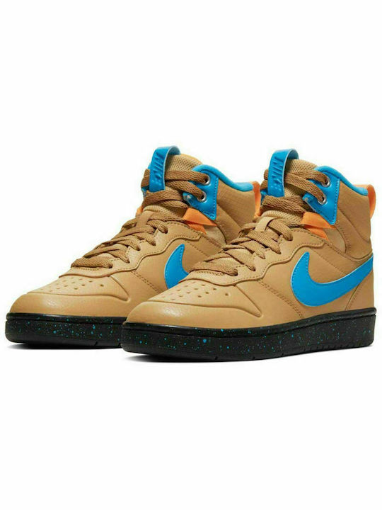 Court Court Borough Mid 2 Boot PS Kids Sports Shoes with Laces Club Gold / Blue Hero / Kumquat