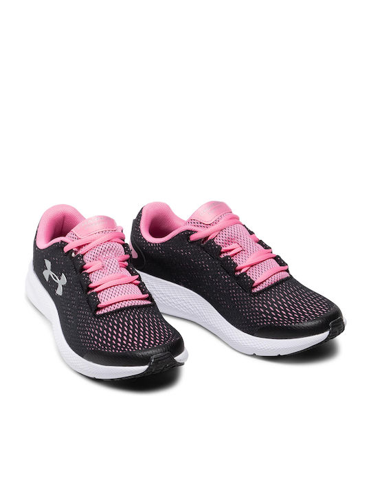 Grade School UA Charged Pursuit 2 Kids Sports Shoes Running with Laces Black
