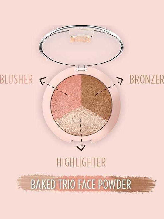 Golden Rose Nude Look Baked Trio Palette Make-up für das Gesicht 19.5gr