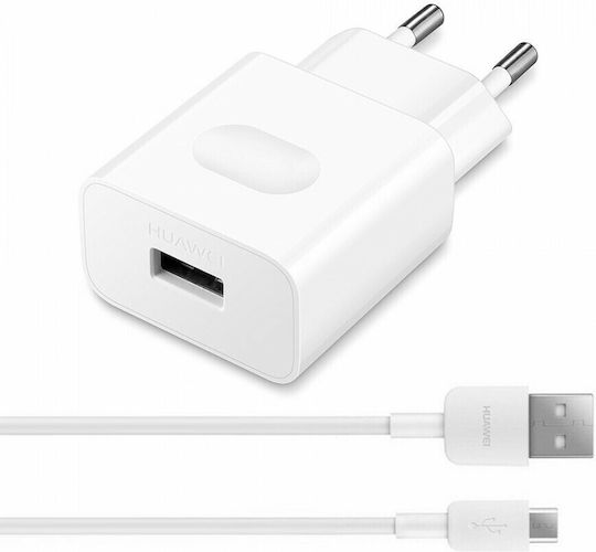 Huawei Φορτιστής με Θύρα USB-A και Καλώδιο USB-C 18W Λευκός (HW-059200EHQ Bulk)