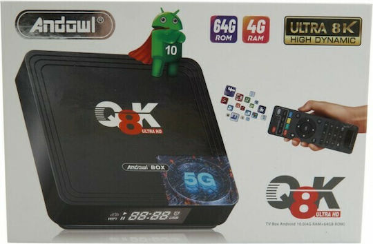 Andowl TV Box Q 8K UHD 8K UHD με WiFi USB 2.0 / USB 3.0 4GB RAM και 64GB Αποθηκευτικό Χώρο με Λειτουργικό Android 12.0