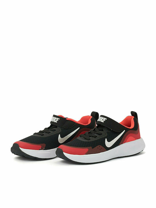 Wearallday PS Kids Sports Shoes Running with Hoop & Loop Closure Black