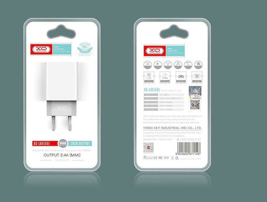 XO Ladegerät mit 2 USB-A Anschlüsse und Kabel Blitzschlag Weißs (L65)