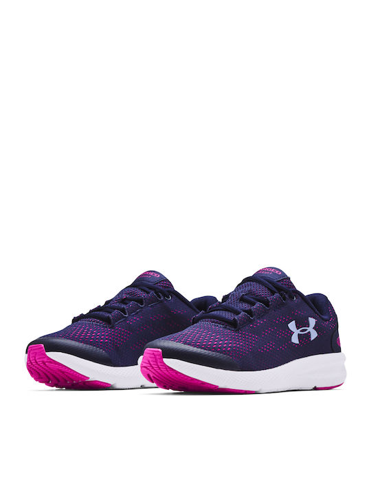 Charged Pursuit 2 Kids Sports Shoes Running with Laces Navy Blue