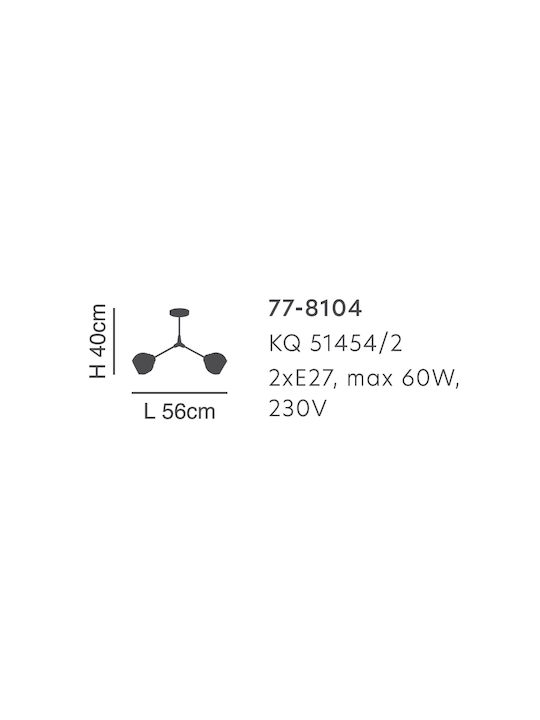 Home Lighting KQ 51454/2 Pendant Light Black with Socket E27 56x40cm