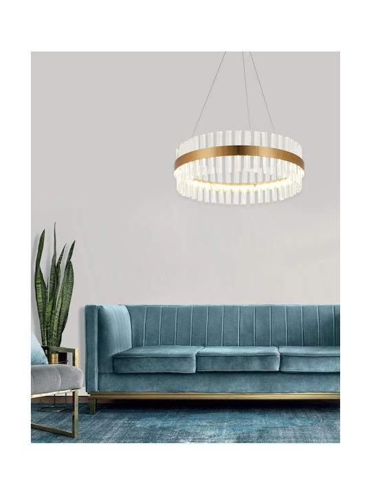 Home Lighting Torrent Pendant Light Gold LED with Warm to Cool White Light with Crystals 60x60x120cm