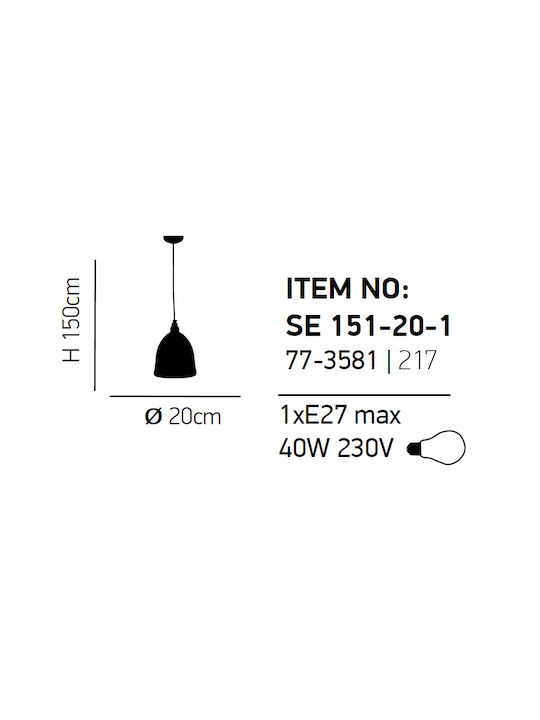 Home Lighting Ρυθμιζόμενο Κρεμαστό Φωτιστικό Μαύρο Πλέγμα με Ντουί E27