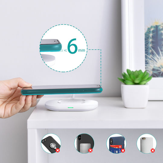 Choetech Ασύρματος Φορτιστής (Qi Pad) και Καλώδιο USB-C 15W Λευκός (T550F)