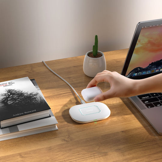 Choetech Ασύρματος Φορτιστής (Qi Pad) και Καλώδιο USB-C 15W Λευκός (T550F)