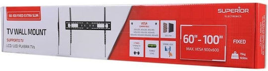 Superior Electronics 60-100 Fixed Extra Slim 188-0045 Wall TV Mount up to 100" and 75kg