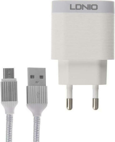Ldnio Mobile Phone Charger with USB-A Output Port and micro USB Cable 18W Quick Charge 3.0 White