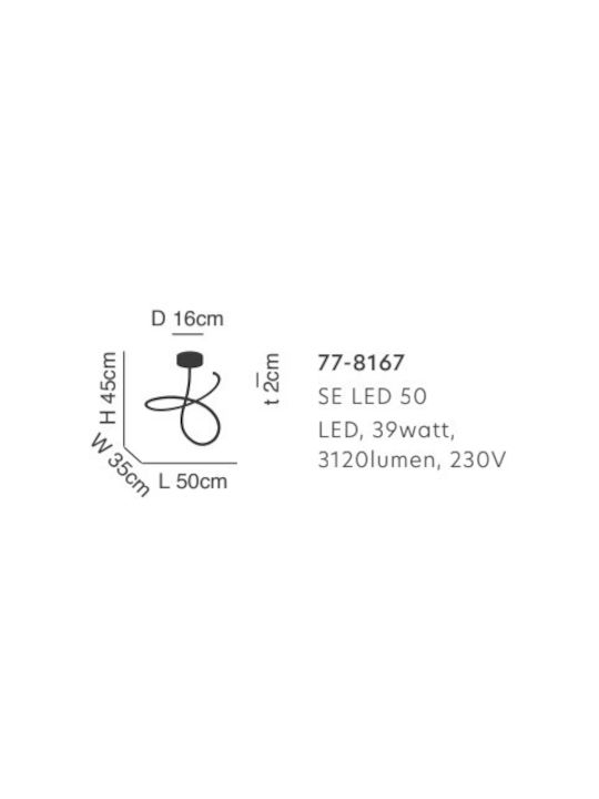 Home Lighting Πλαφονιέρα Οροφής 50εκ. Μαύρη με Ενσωματωμένο LED και Τηλεχειριστήριο