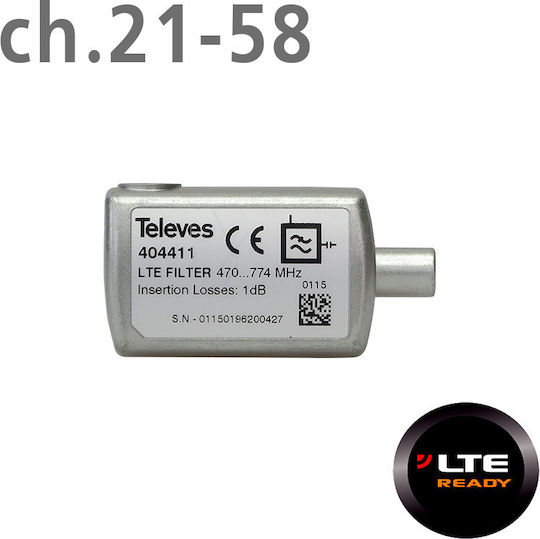 Televes MR (Medium Rejection) LTE/4G (ch.21-58) Filtru Accesorii Satelit 404411
