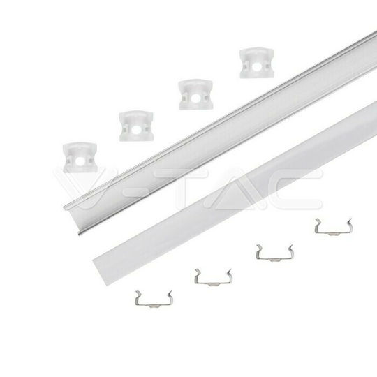 V-TAC Extern Aluminiumprofil für LED-Streifen mit Opal Abdeckung 200x1.7x1.5cm