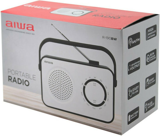 Aiwa R-190BW Φορητό Ραδιόφωνο Ρεύματος / Μπαταρίας Λευκό