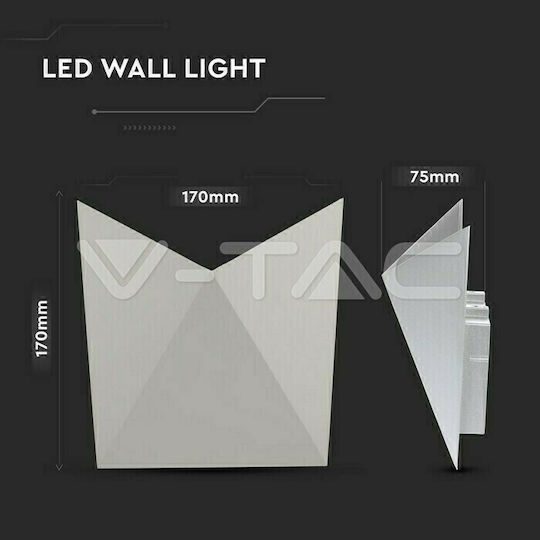 V-TAC Vt-825 Επιτοίχια Εξωτερική Πλαφονιέρα LED IP65 5W με Θερμό Λευκό Φως
