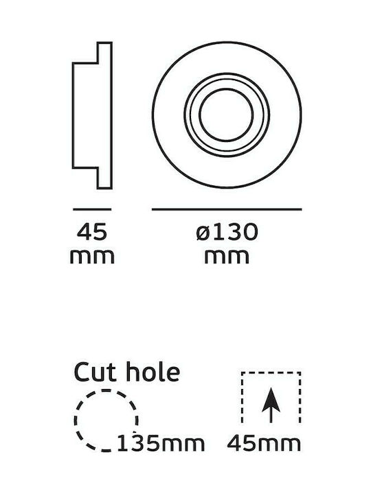 VK Lighting Round Plaster Recessed Spot with Socket GU10 White 13x13cm. 1pcs