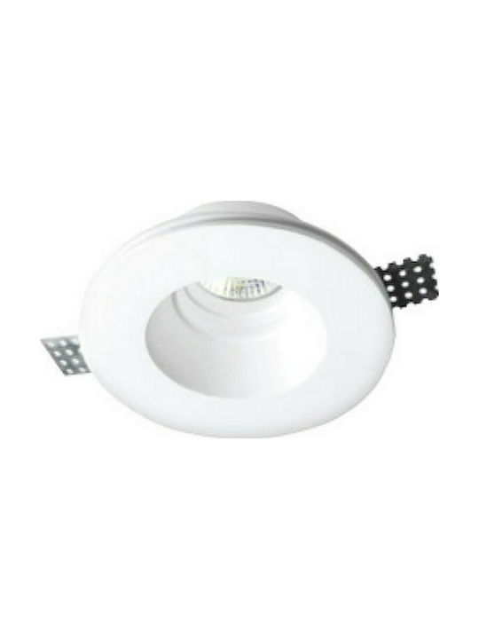 VK Lighting Round Plaster Recessed Spot with Socket GU10 White 13x13cm. 1pcs