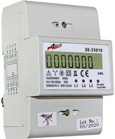 Adeleq Contor De Impulsuri Panou Electric Digital Șină Trifazat Wi-Fi Gnomon Digital Trifazic 100A 26-33010