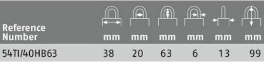Abus Titalium 54TI/40 Αλουμινένιο Λουκέτο Μακρύλαιμο με Κλειδί 40x63mm 63mm Ασημί