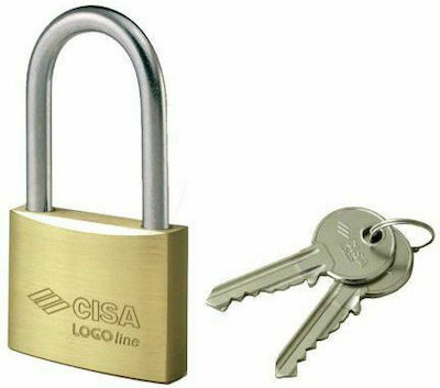 Cisa Steel Padlock Lengthened with Key Brass 50mm 1pcs