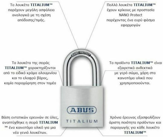 Abus Aluminum Padlock Brass with Key 50mm 1pcs