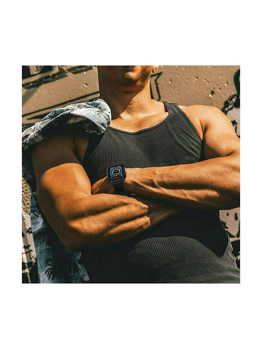 Hurtel Armored Hülle & Armband Silikon Silver/Black (Apple Watch 44/45/46mm/Ultra 49mm)