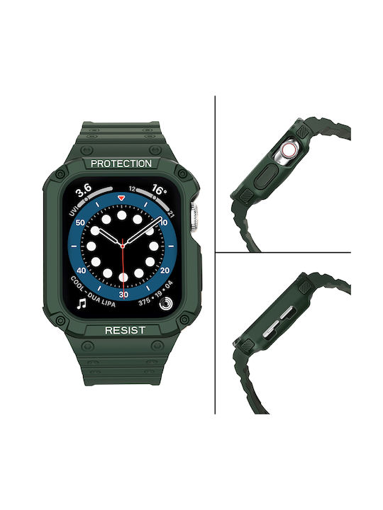 Hurtel Armored Case & Strap Silicone Green (Apple Watch 38/40/41/42mm)