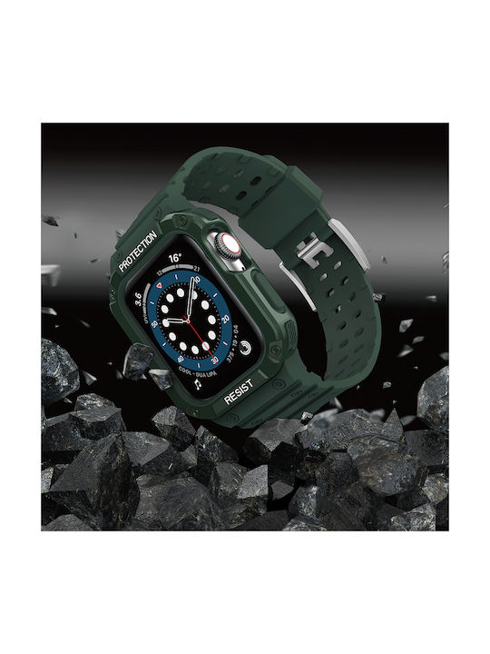 Hurtel Armored Case & Strap Silicone Green (Apple Watch 38/40/41/42mm)