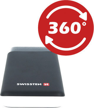 Swissten Black Core Power Bank 30000mAh 18W με Θύρα USB-A και Θύρα USB-C Quick Charge Μαύρο