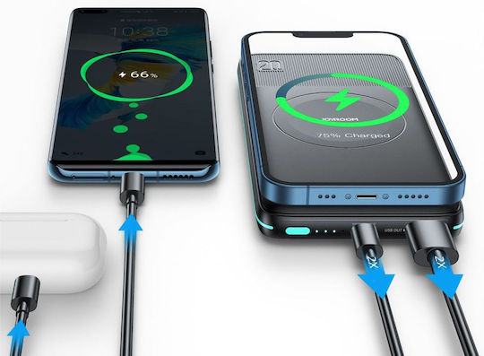 Joyroom Power Bank 10000mAh 15W with USB-A Port and USB-C Port Black