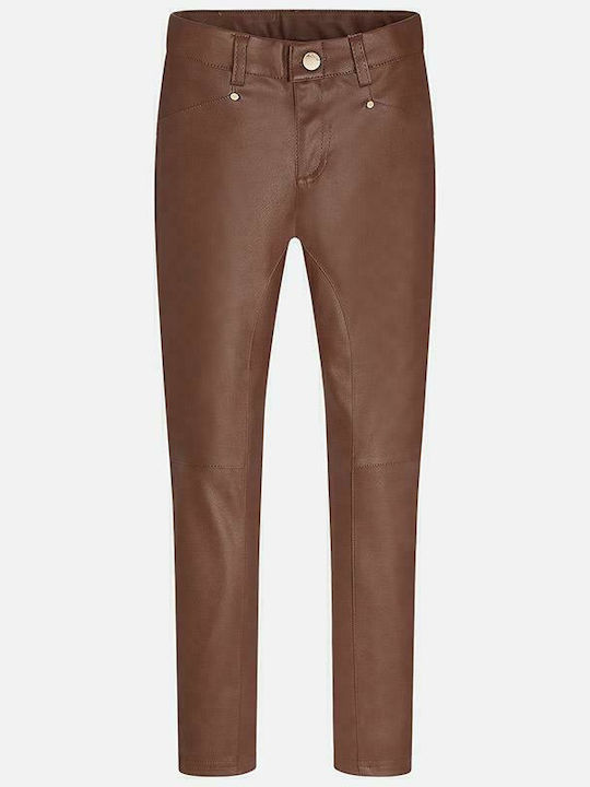 Kids' Leather Pants Brown