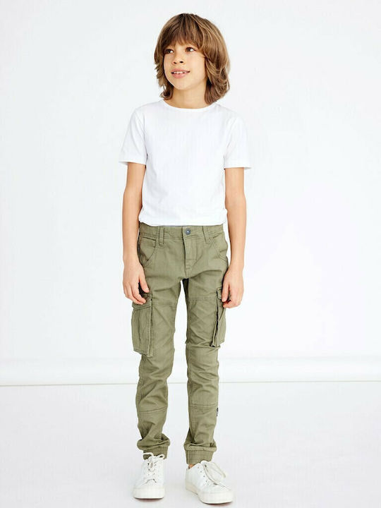 Kids' Cargo Fabric Pants Deep Lichen Green