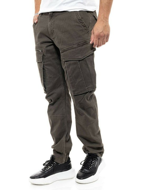 Trousers Cargo Elastic in Slim Fit Khaki