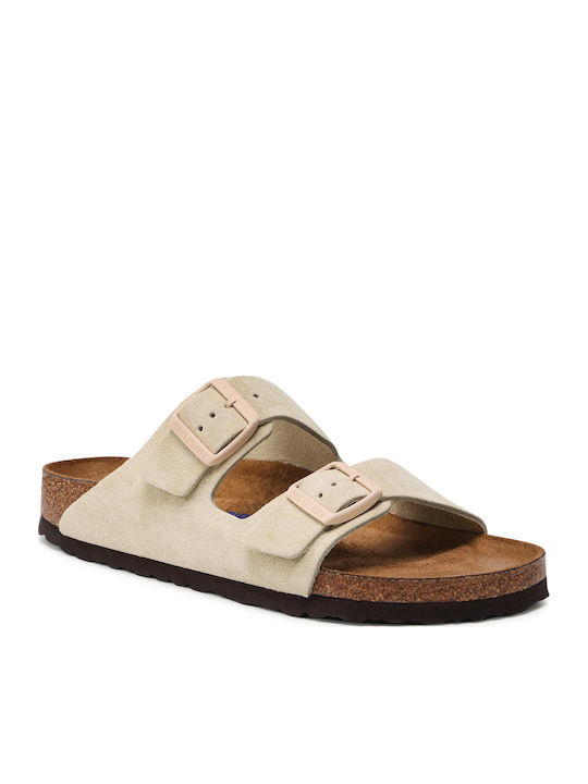 Arizona Soft Footbed Suede Leather Women's Flat Sandals Anatomic Almond Narrow Fit